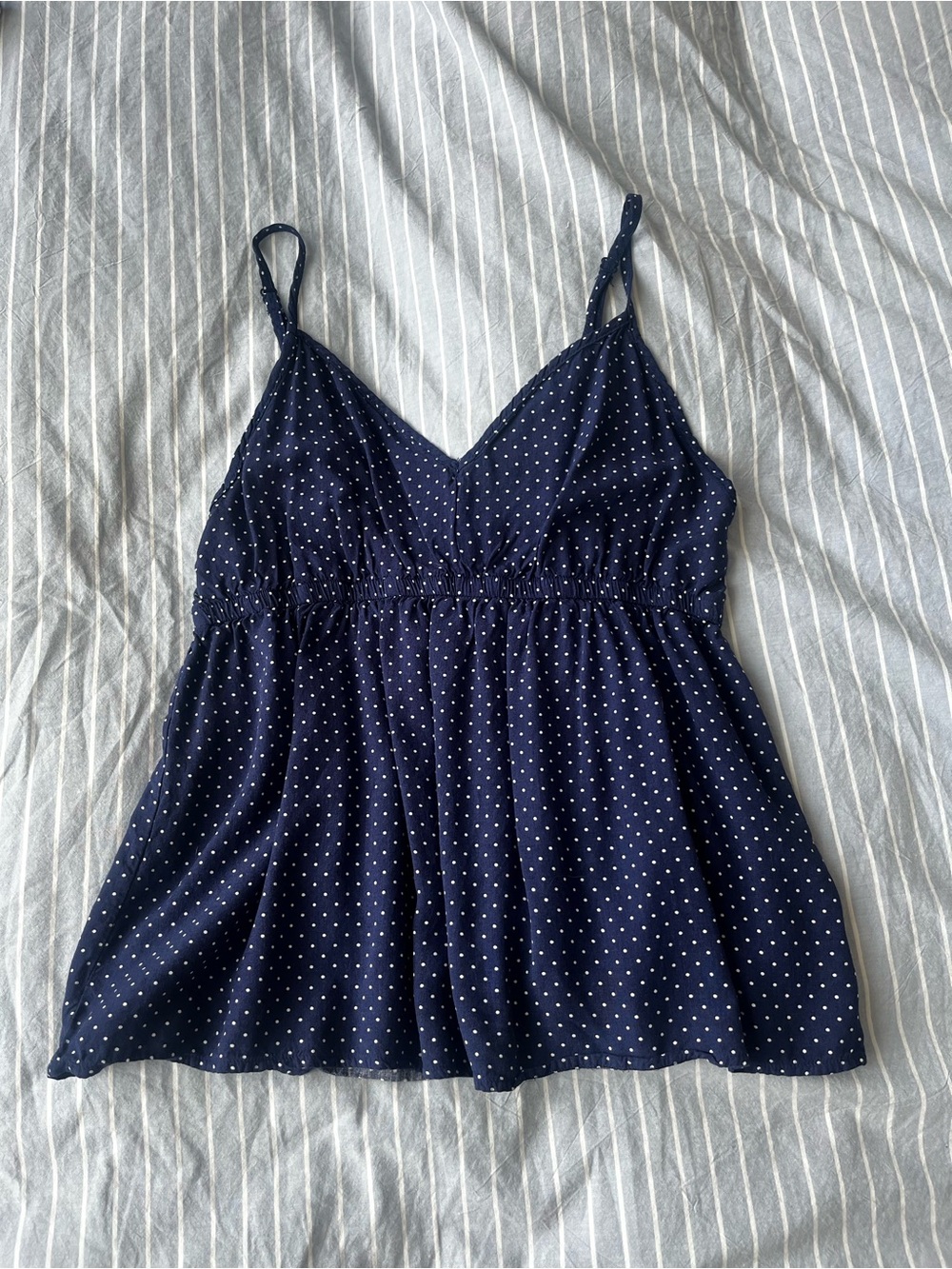 La Vie En Rose Navy and White Polka Dot Camisole